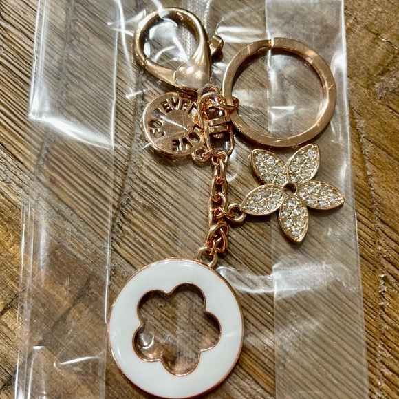 Rose Gold and White Keychain / Purse Charm - Picture 2 of 3